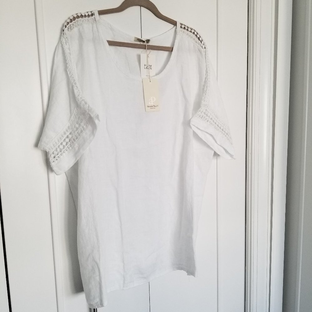ALESSIA PACINI 100% ITALIAN LINEN TUNIC TOP BLOUSE - Picture 6 of 6